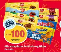 Coop Extra Alle storplater fra Freia og Nidar tilbud