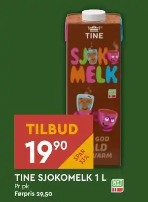 Coop Mega TINE SJOKOMELK 1 L tilbud