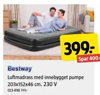 Jula Bestway Luftmadrass med innebygget pumpe tilbud