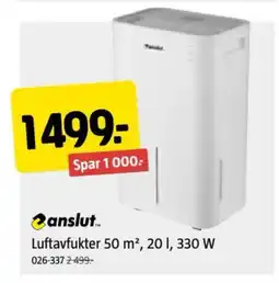 Jula Luftavfukter 50 m², 20 1, 330 W tilbud