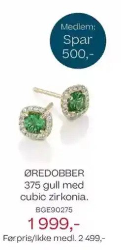 Bjørklund ØREDOBBER 375 gull med cubic zirkonia. tilbud