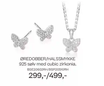 Bjørklund Øredobber/halssmykke 925 sølv med cubic zirkonia. bse20602rh/bsp20510rh tilbud