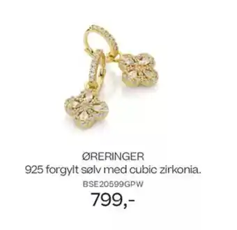 Bjørklund ØRERINGER 925 forgylt sølv med cubic zirkonia. tilbud