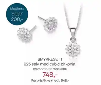 Bjørklund SMYKKESETT 925 sølv med cubic zirkonia. tilbud