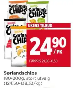 Meny Sørlandschips tilbud