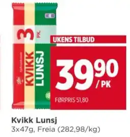 Meny FREIA Kvikk Lunsj tilbud