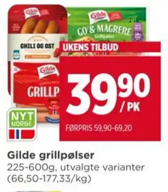 Meny GILDE grillpølser tilbud