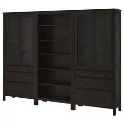 IKEA Hemnes Oppbevaringskomb m dør/skuffer, brunsvart, 270x197 cm tilbud