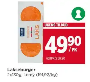 Meny Lakseburger tilbud