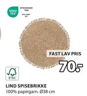 JYSK LIND SPISEBRIKKE tilbud