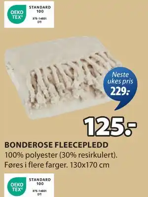 JYSK BONDEROSE FLEECEPLEDD tilbud