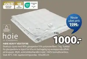 JYSK HØIE HEAVY VEKTDYNE tilbud