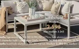 Fagmøbler Isabella bord tilbud