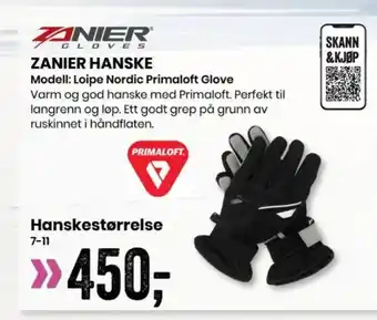 Sport Outlet ZANIER HANSKE Modell: Loipe Nordic Primaloft Glove tilbud