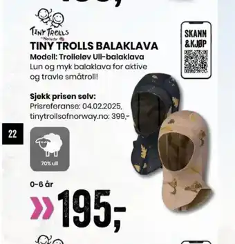 Sport Outlet TINY TROLLS BALAKLAVA tilbud