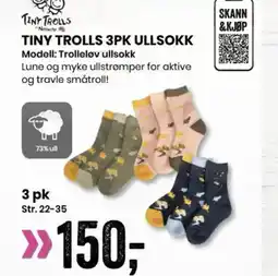 Sport Outlet Tiny trolls 3pk ullsokk tilbud