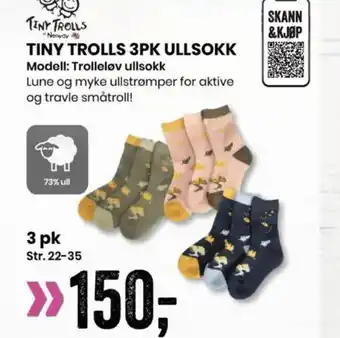 Sport Outlet Tiny trolls 3pk ullsokk tilbud