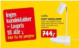 jem & fix CODY VEGGLAMPE tilbud