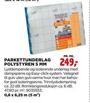 jem & fix PARKETTUNDERLAG POLYSTYREN 5 MM tilbud