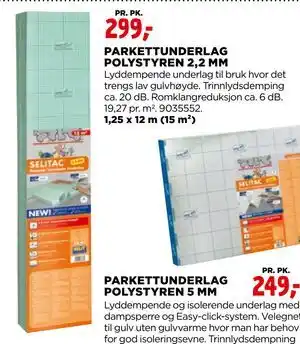 jem & fix PARKETTUNDERLAG POLYSTYREN 2,2 MM tilbud