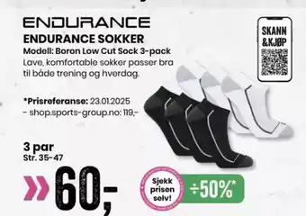 Sport Outlet ENDURANCE ENDURANCE SOKKER Modell: Boron Low Cut Sock 3-pack tilbud