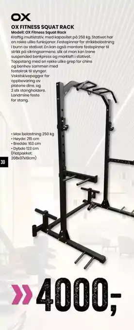 Sport Outlet OX FITNESS SQUAT RACK tilbud