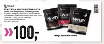 Sport Outlet Staut staut 100% whey proteinpulver tilbud