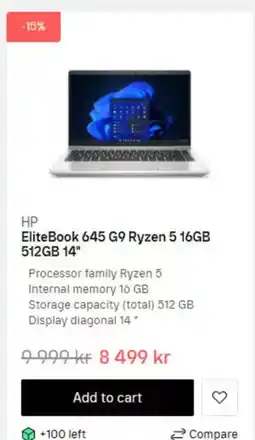 Dustin Home HP EliteBook 645 G9 Ryzen 5 16GB 512GB 14" tilbud