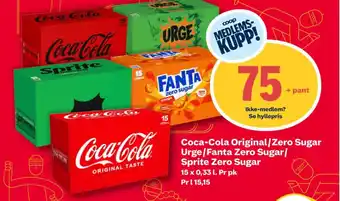 Coop Extra Coca-cola original/zero sugar urge/fanta zero sugar/ sprite zero sugar tilbud