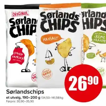 Spar Sørlandschips tilbud