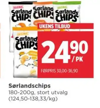 Meny Sørlandschips tilbud