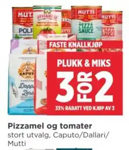 Meny Pizzamel og tomater tilbud