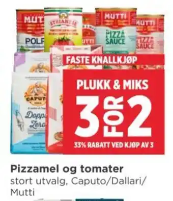 Meny Pizzamel og tomater tilbud