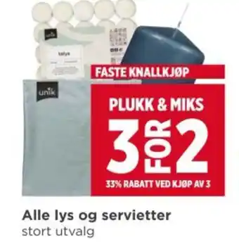 Meny Alle lys og servietter tilbud