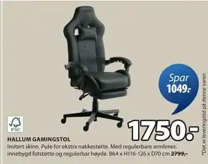 JYSK HALLUM GAMINGSTOL tilbud