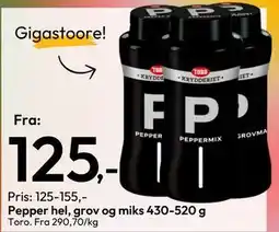 Gigaboks Pepper hel, grov og miks 430-520 g tilbud