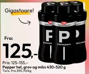 Gigaboks Pepper hel, grov og miks 430-520 g tilbud