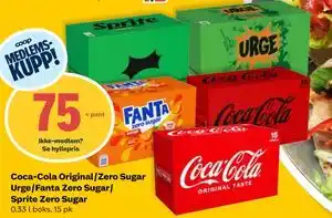 Coop Prix Coca-Cola Original/Zero Sugar Urge/Fanta Zero Sugar/ Sprite Zero Sugar tilbud