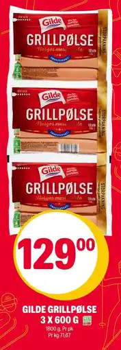 Coop Extra GILDE GRILLPØLSE 3 X 600 G tilbud