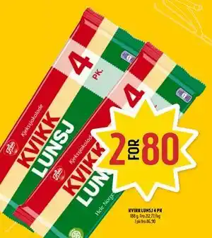 Coop Prix KVIKK LUNSJ 4 PK tilbud