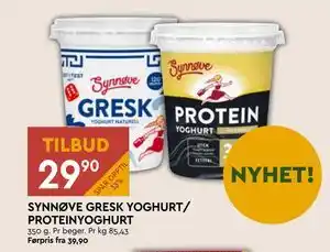 Coop Mega SYNNØVE GRESK YOGHURT/ PROTEINYOGHURT tilbud