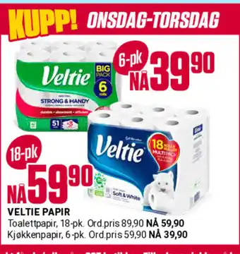 Europris Veltie papir tilbud