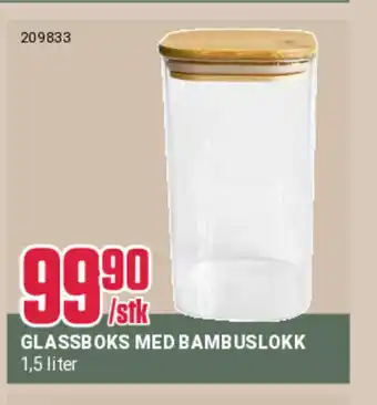 Europris GLASSBOKS MED BAMBUSLOKK tilbud