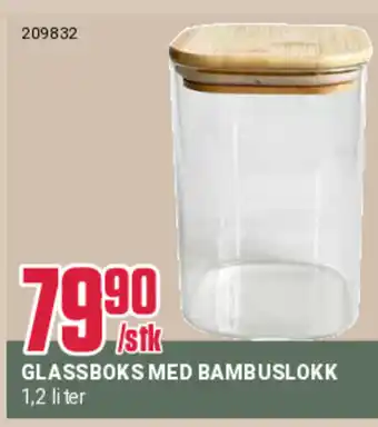 Europris GLASSBOKS MED BAMBUSLOKK 1,2 liter tilbud