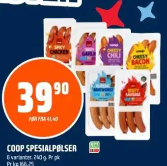 Coop Obs COOP SPESIALPØLSER tilbud