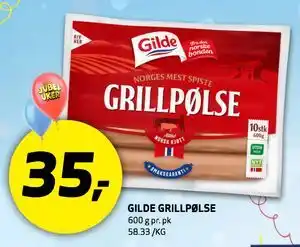 Bunnpris GILDE GRILLPØLSE tilbud