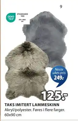 JYSK TAKS IMITERT LAMMESKINN tilbud