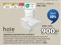 JYSK GREENFIRST NATURE DYNE-/PUTESETT tilbud