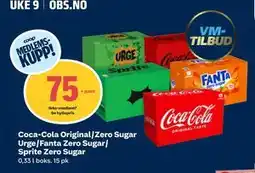 Coop Obs Coca-Cola Original/Zero Sugar Urge/Fanta Zero Sugar/ Sprite Zero Sugar tilbud