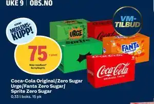 Coop Obs Coca-Cola Original/Zero Sugar Urge/Fanta Zero Sugar/ Sprite Zero Sugar tilbud